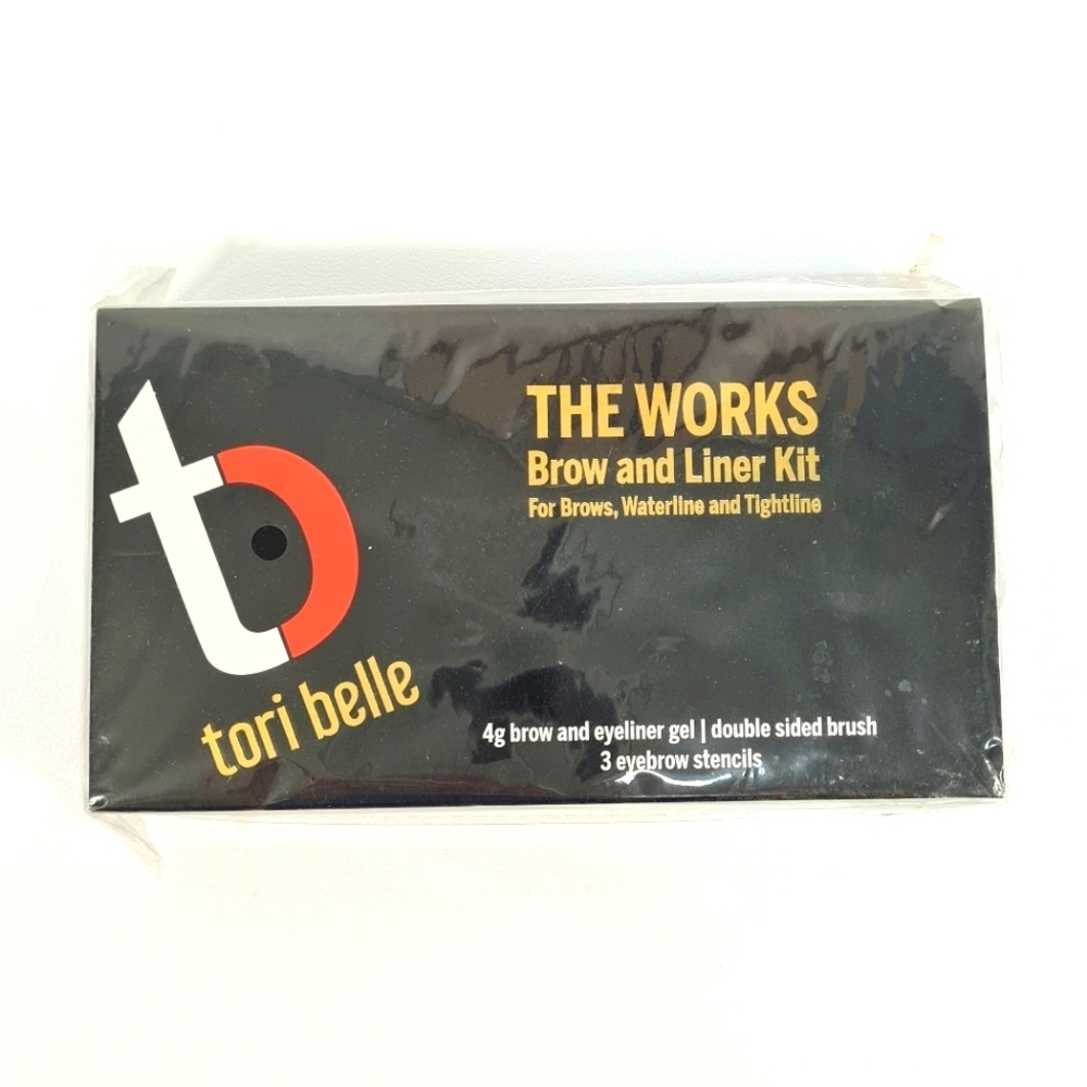 Tori Belle The Works Brow and Liner Kit Taupe Eyebrow Gel, Stencils & Brush